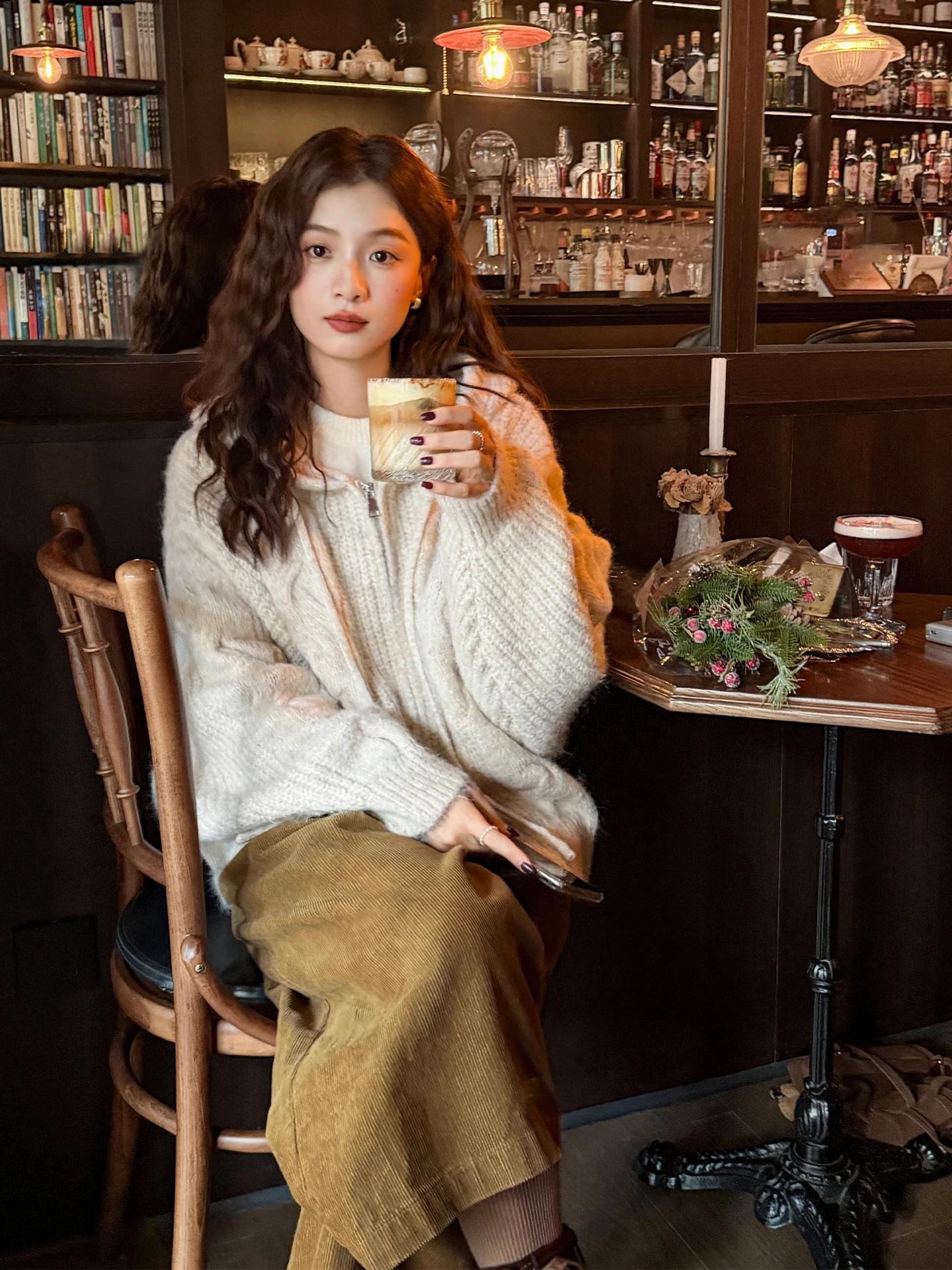 

Thiened Knitted Hooded Sweater Jaet Double Zipper Loose Fit Korean Sle Winter Outerwear Warm Cozy Commute Faion