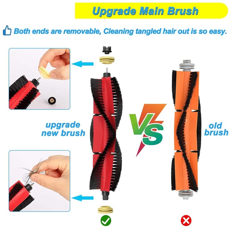 قطع غيار الفرشاة الرئيسية فرش جانبية فلتر Hepa لملحقات المكنسة الكهربائية Roborock S50 S51 S55 S5