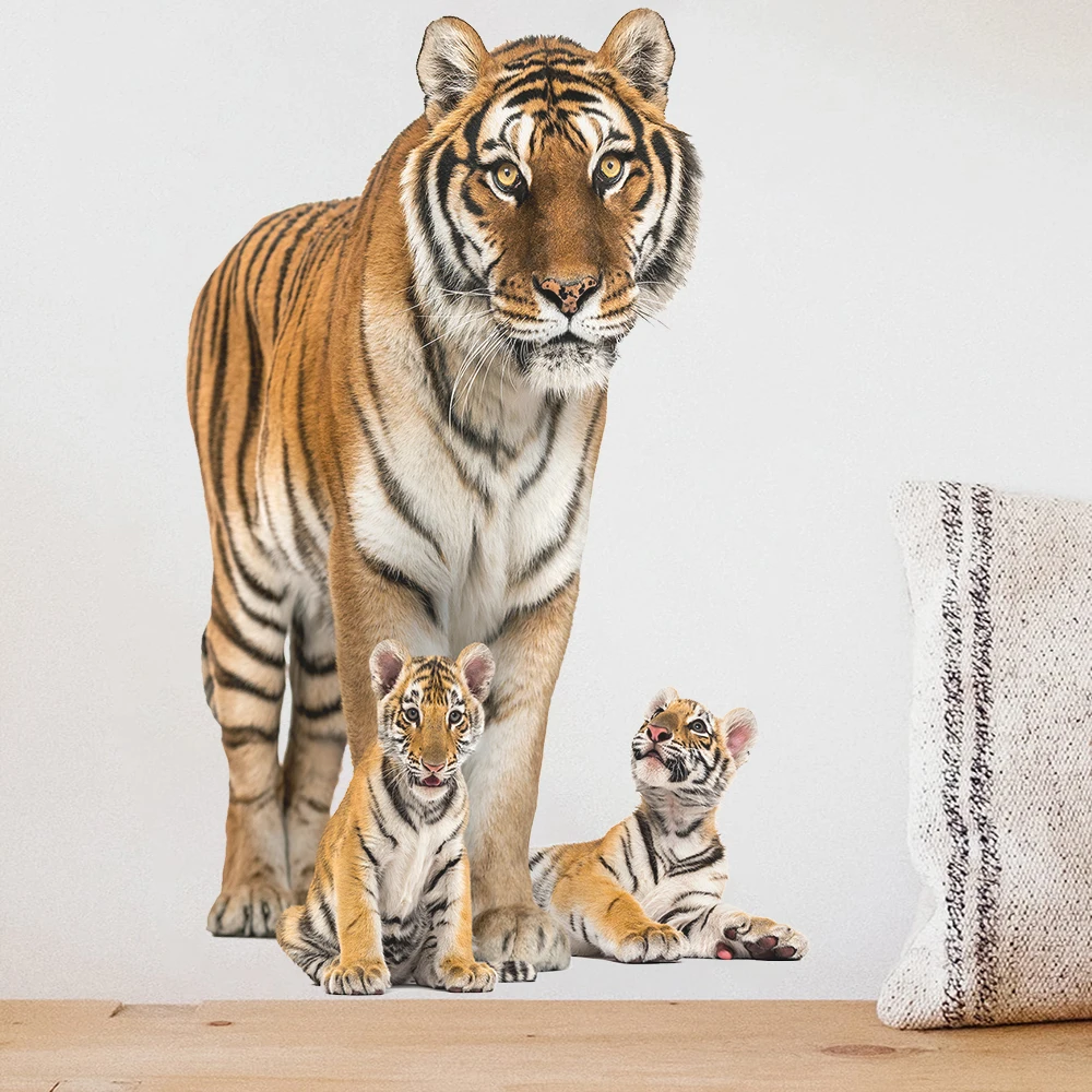 1pc 3D The Tiger Father and His Son Wall Sticker For Kids Baby Rooms Self-adhesive Wallpaper Living Rooms Wall Decals 45X70cm