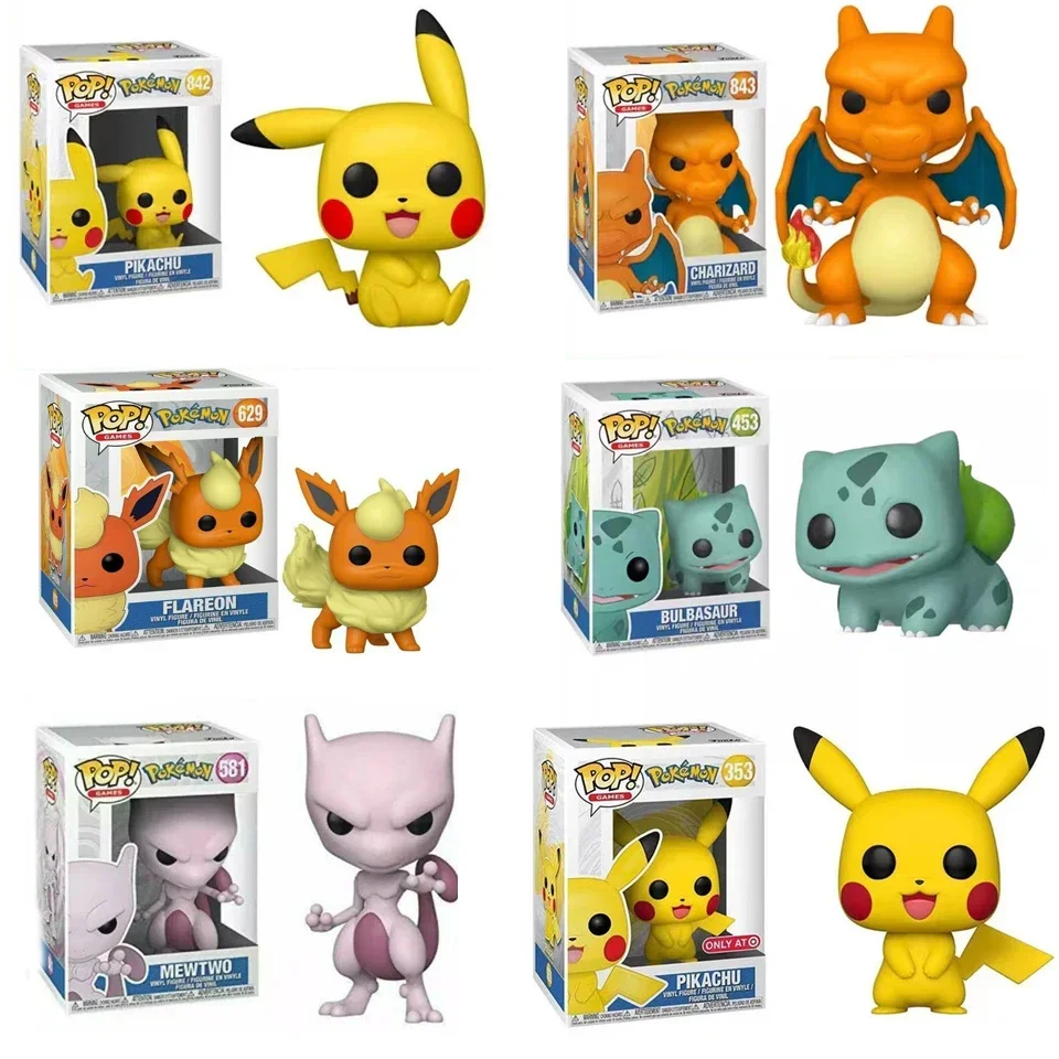 FUN-KO Pokemon Anime Figure Toys Pikachu Charizard Mewtwo Decoration Ornaments Action Figure for Children Birthday Toy Gifts