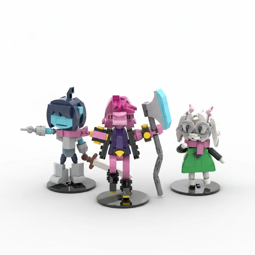 MOC Pixel Game Characters Building Blocks Kris Susie Ralsei Delta Rune Action Figures Model DIY Bricks Adult Gift