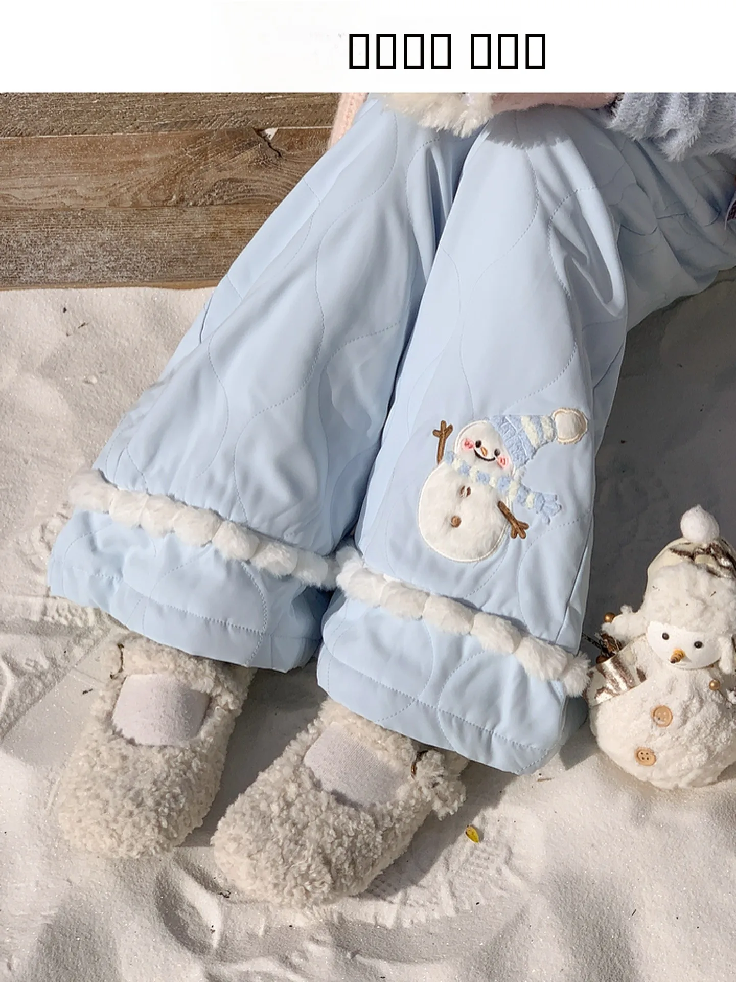 

Женские повседневные брюки с высокой талией, на флисовой подкладке, с вышивкой в виде снеговика, новая универсальная модель, широкие штанины, зимние, уютные