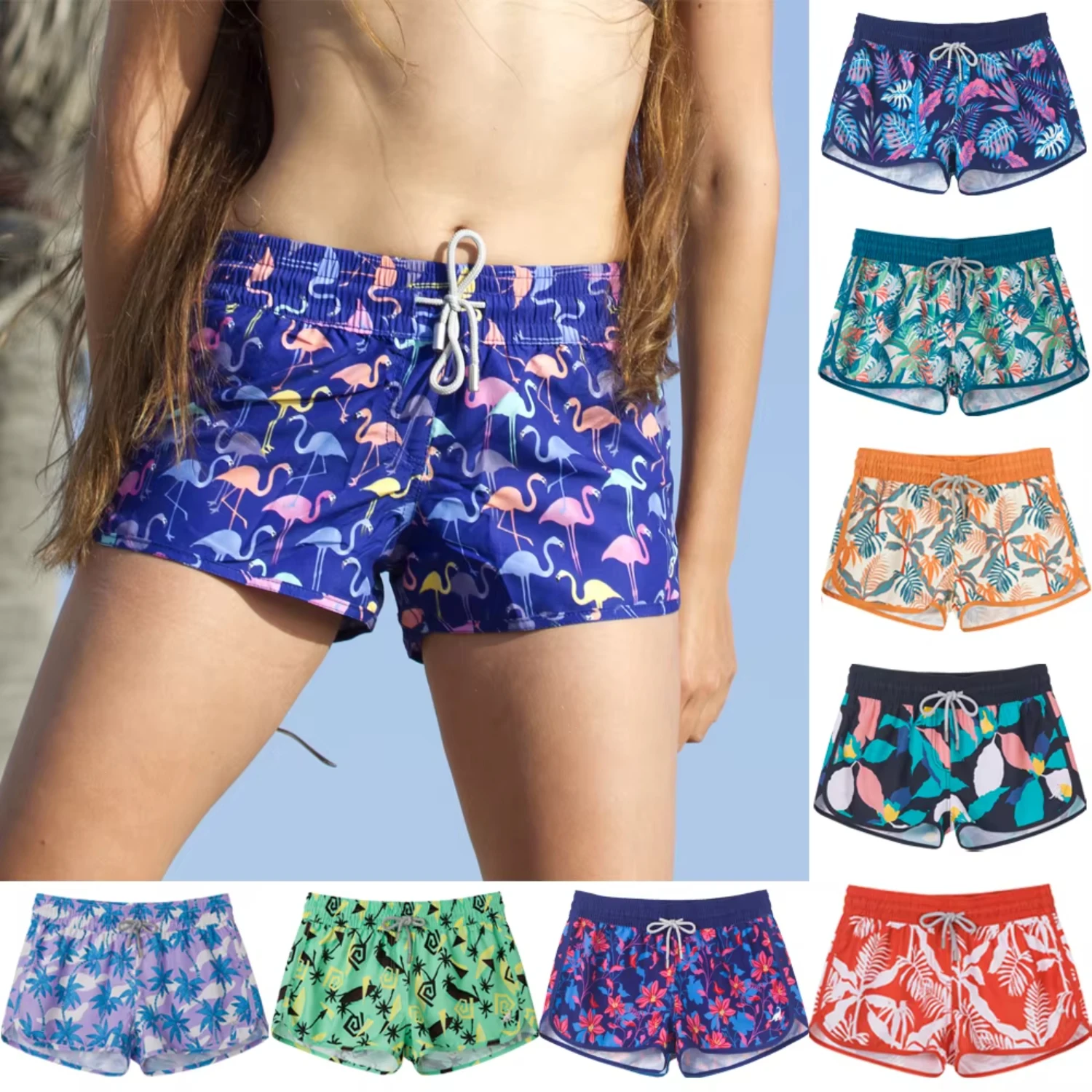 Women Swim Board Shorts Print Swimming Trunk Quick Dry Surfing Sports Beach Short Boardshorts Swimwear Bottoms  Women