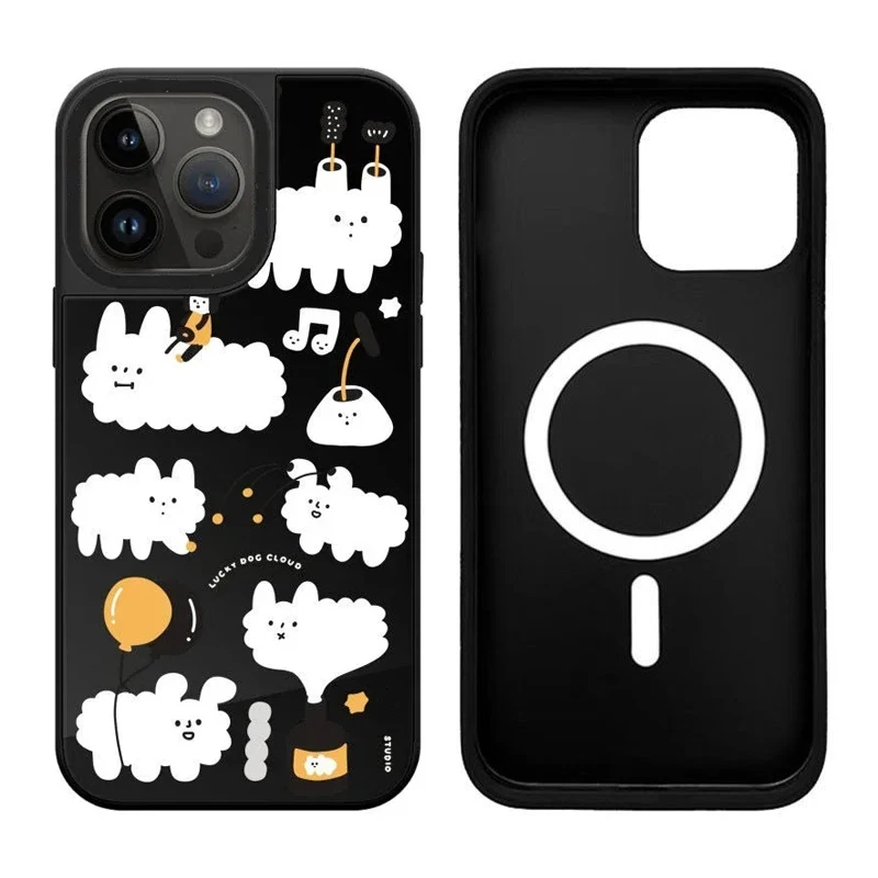 

Cartoon Lamb Cloud iPhone 11 12 13 14 15 Pro Max Mirror Surface MagSafe Case Cover Shell