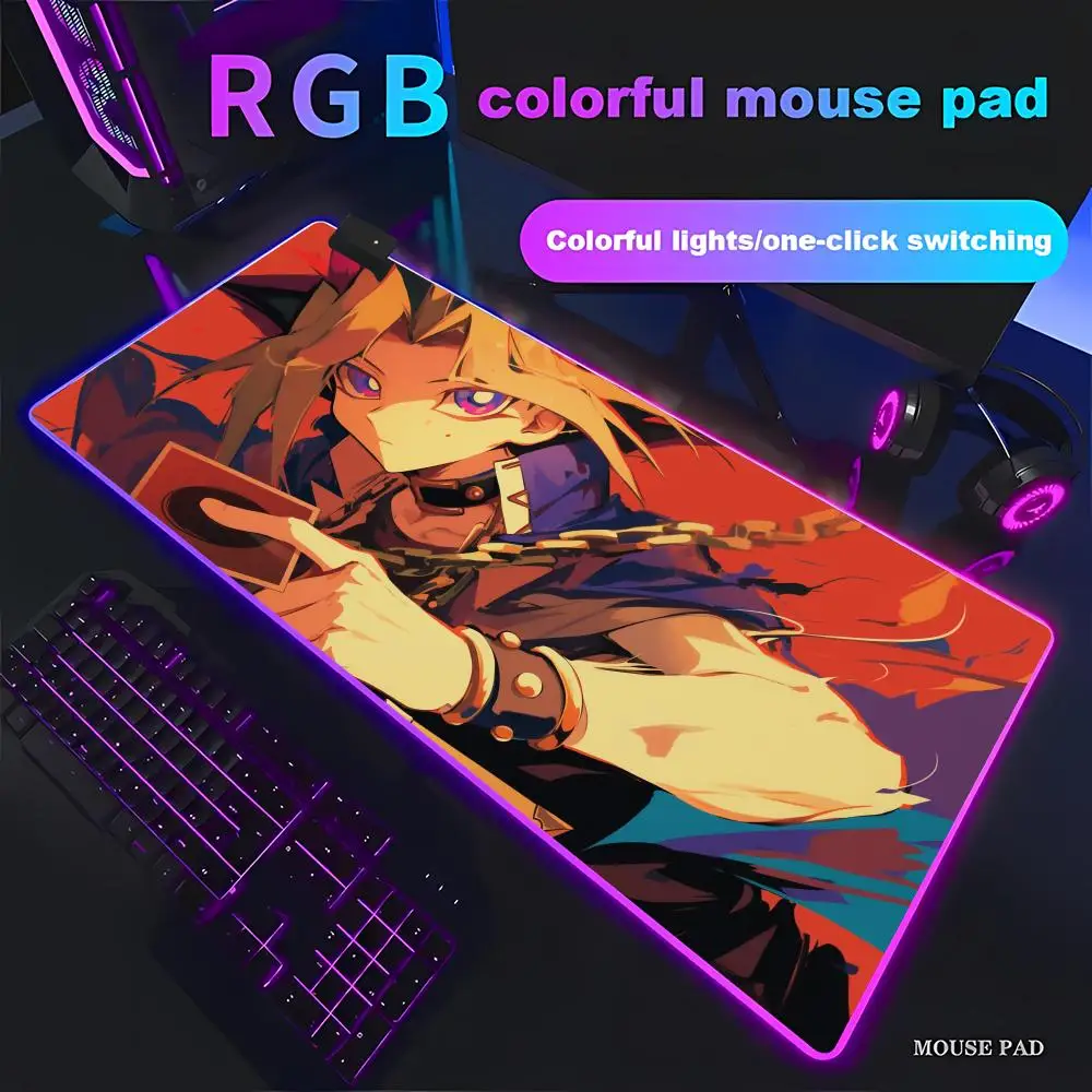 

Ю-Ги-О! Коврик для мыши, анимационные игры, красивый игровой коврик для мыши RGB, HD геймер, большой светодиодный светильник, коврик для ПК, компьютера, нескользящий декор