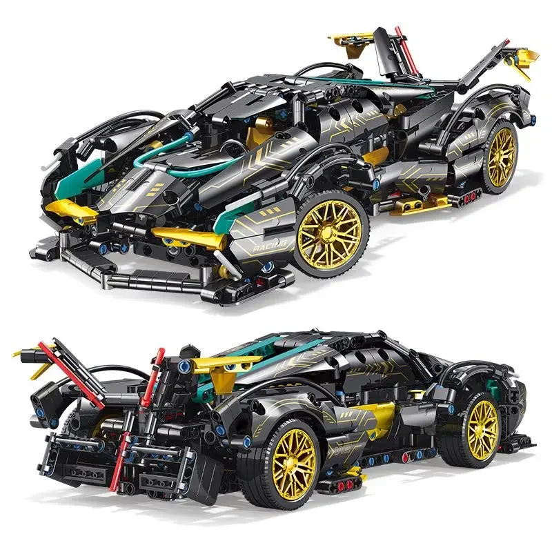 Technical Super Racing Car Building Blocks Tiffany Blue Lamborghinis V12 Vehicle Model Assemble Bricks Toys for Adult Kid Gifts