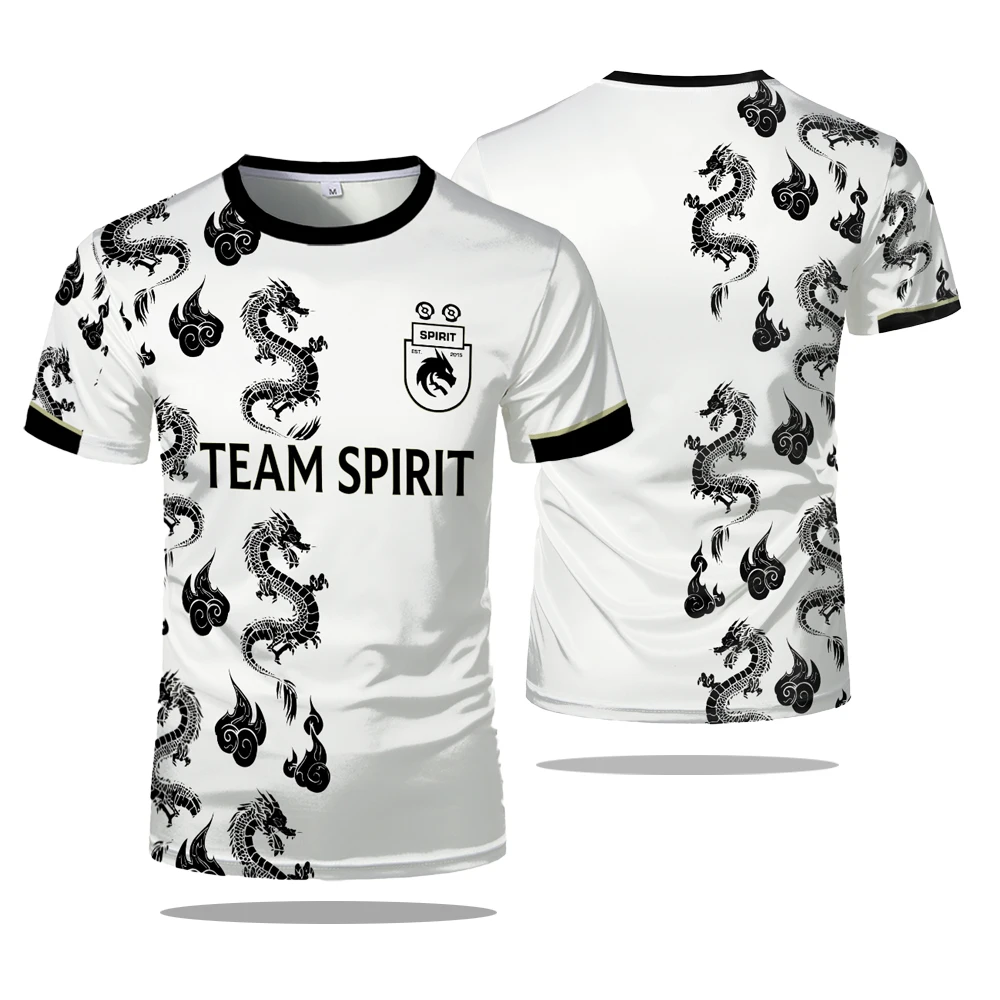 New Team Spirit Jerseys Fashion T-Shirt Game Esports Player Uniforms Competition Men T Shirt Breathable Mesh Fabric Fans Boy Tee