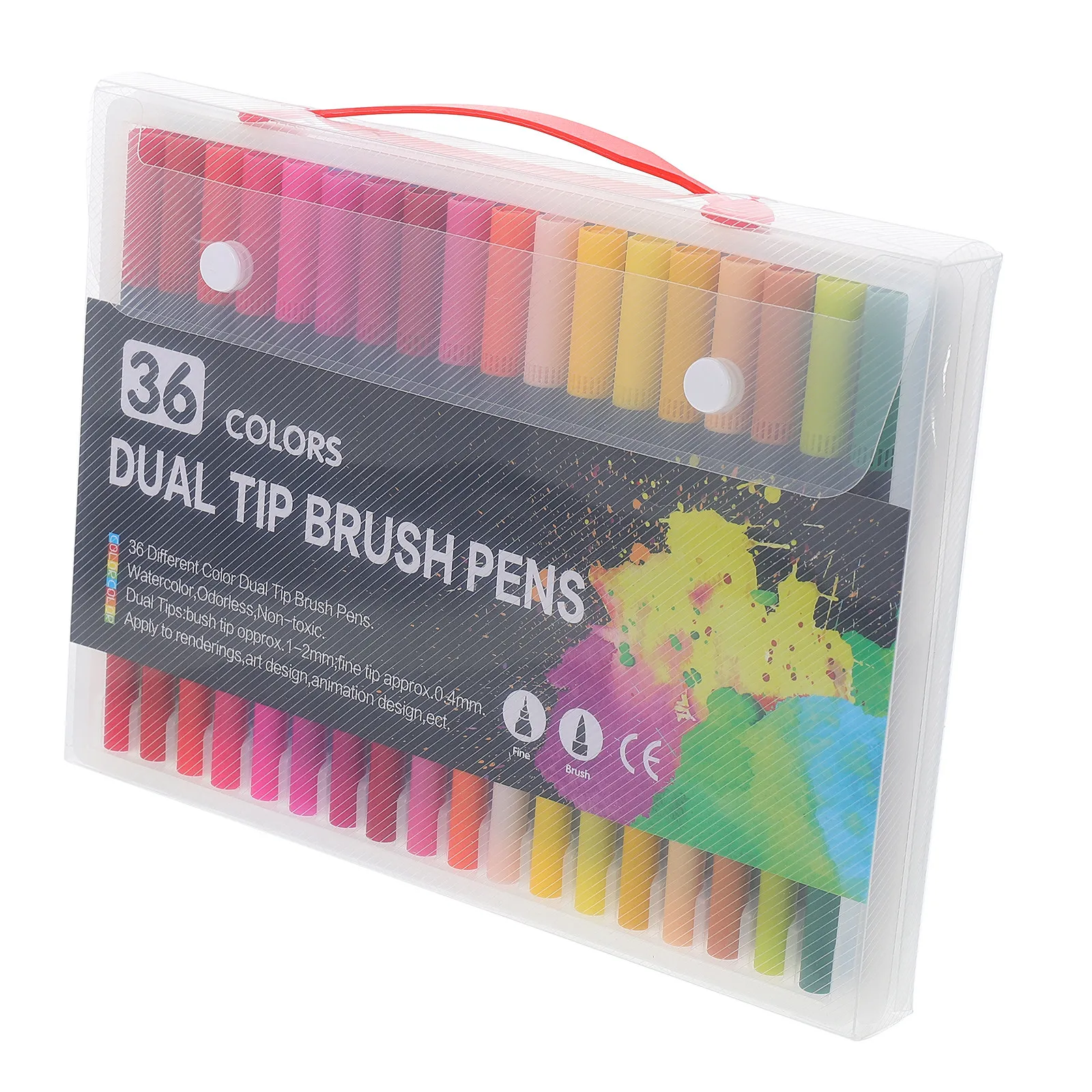 36Pcs Dual Brush Marker Pen Coloring Marker Pen for Planners Coloring Books Doodling Sketching Artists Students Portable