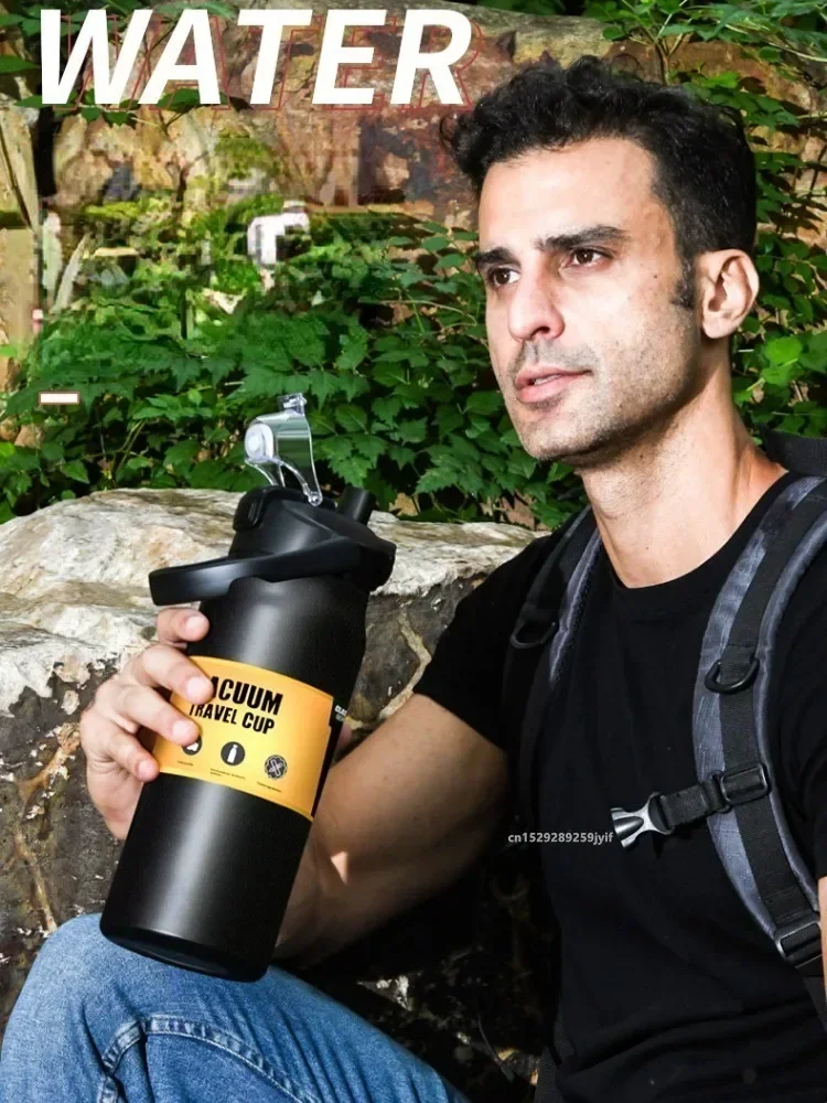 كوب حراري 26 أونصة/33 أونصة/40 أونصة/50 أونصة ترمس خارجي مكنسة من الفولاذ المقاوم للصدأ قوارير زجاجة مياه رياضية باردة وساخنة مع القش #6