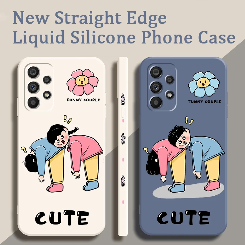 

Cute And Funny Couple Liquid Left Rope For Samsung A54 A53 A52 S A33 A32 A51 A71 A21S A13 A73 A72 A23 A12 5G 4G Funda