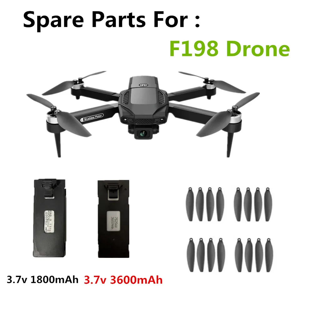 Batteria Drone F198 3.7V 1800mAh/3600mah/elica foglia d'acero/per pezzi di ricambio F198 batterie F198