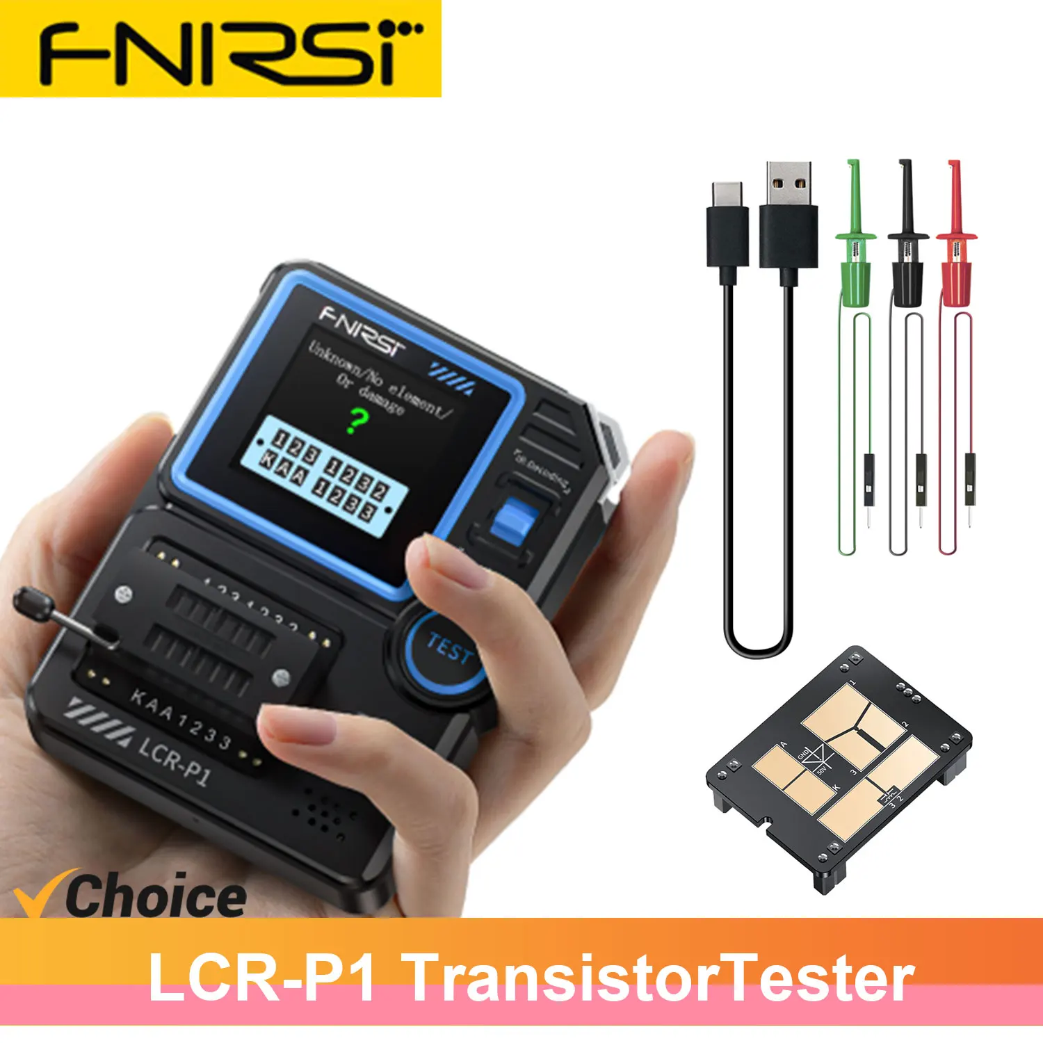 

FNIRSI LCR-P1 Transistor Tester Diode Triode Capacimeter Resistance Super Compact MOSFET NPN PNP SMD Multifunction Tester