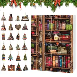 New Christmas Tree Shaped Bookshelf Pendant 24 Days Acrylic Book Decoration Advent Calendar Home Hangable Ornament gifts