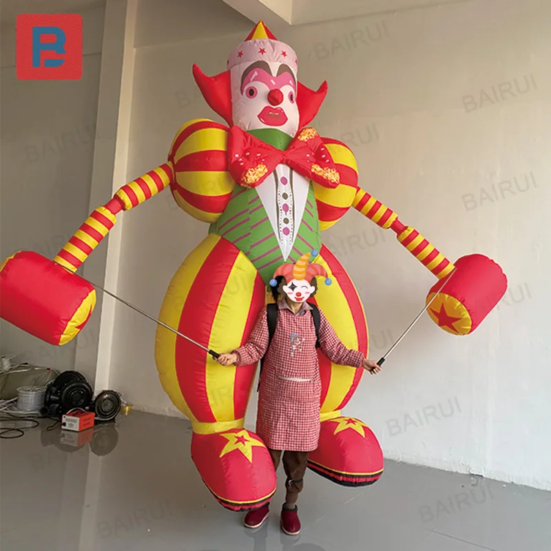 Payaso inflables con sopladores, mochilas para caminar para desfile de festivales de Navidad al aire libre, accesorios decorados para eventos y fiestas
