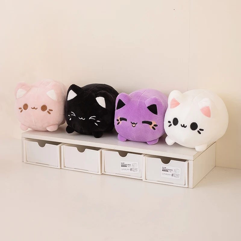 20cm Cartoon Plump Peach Cat Plush Soft Toy Cute Colorful Kitten Meow Stuffed Animal Kawaii Round Plushies Girl Boy Xmas Gift