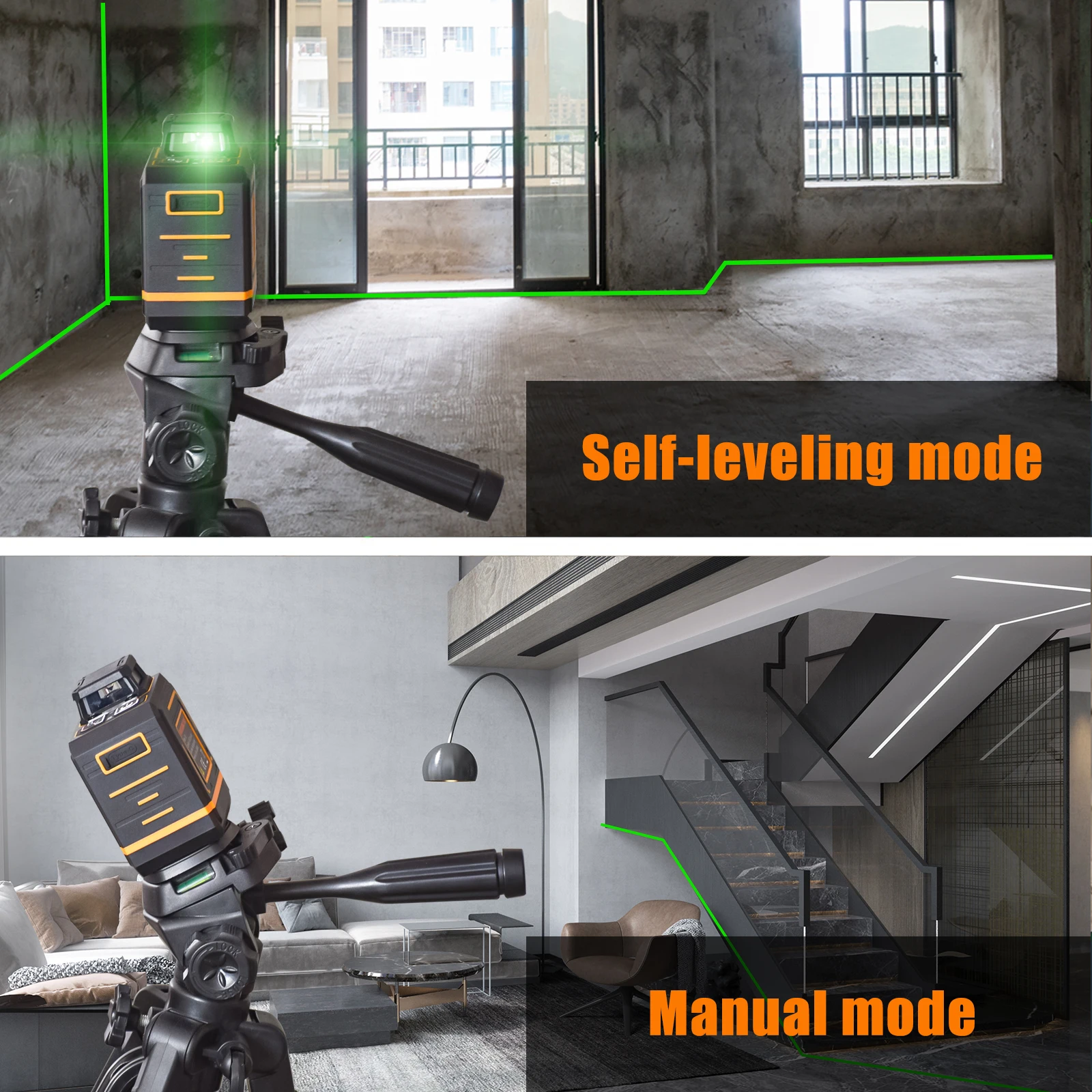 جودة عالية صغيرة 2D 360 درجة شعاع أخضر 8 خطوط مستوى ليزر دوار ذاتي التسوية