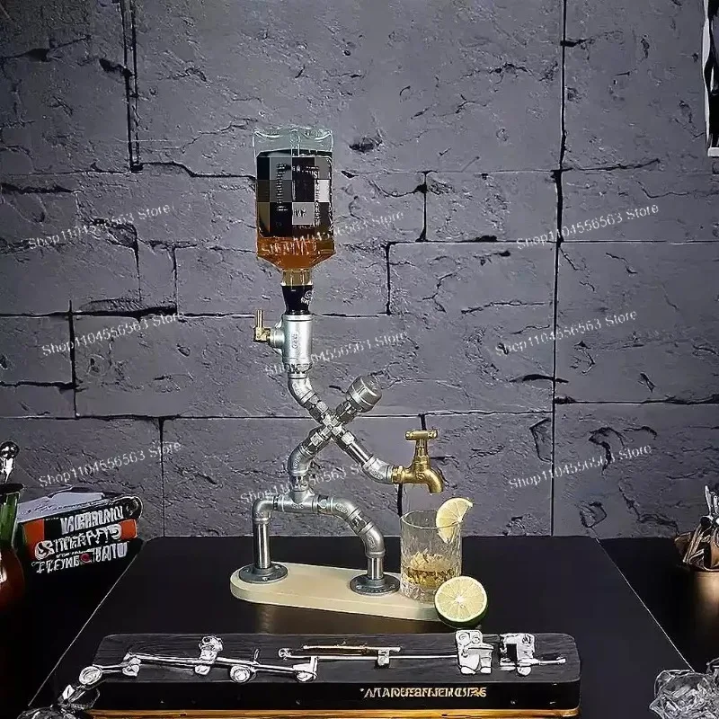 

Stainless steel water pipe robot creative personality cafe wine bar counter retro decoration wine rack wine dispenser