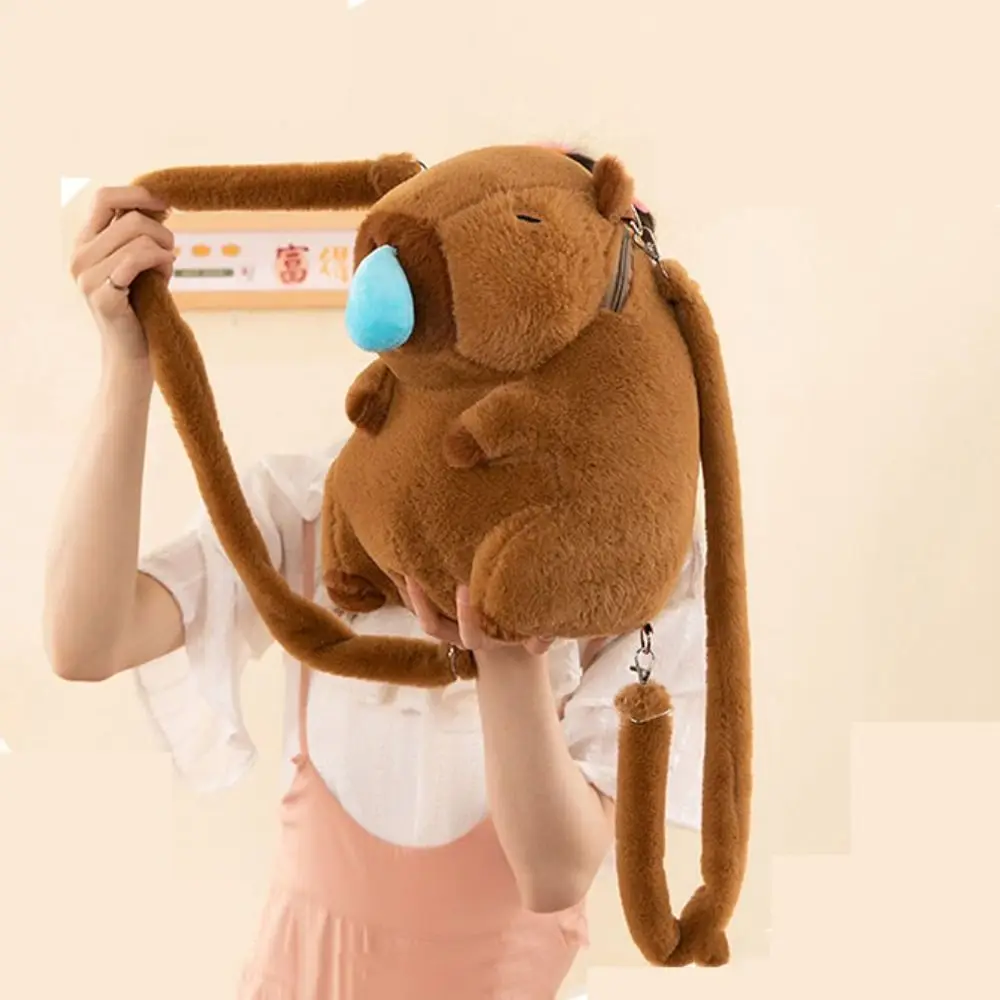 Plush Capybara Capybara Plush Backpack Animal Cartoon Large Capacity Capybara Crossbody Bag Fashion Big Capacity