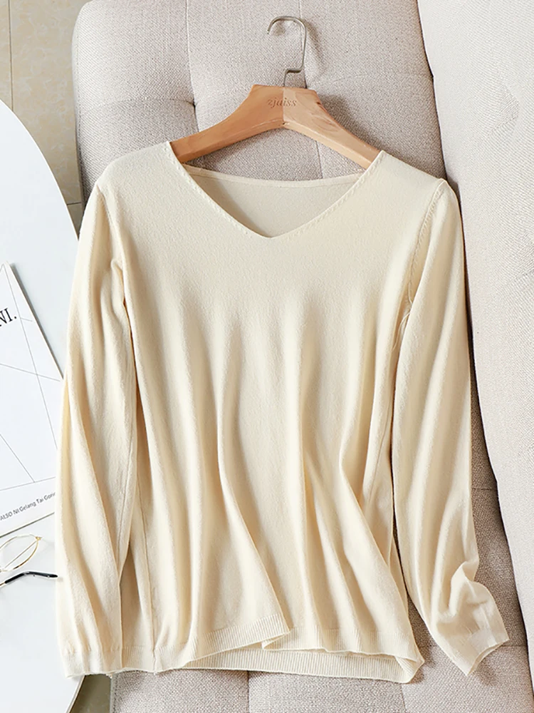 AOSSVIAO 2024 autumn winter Sweater Knitted Pullover women v-neck oversize sweater female loose long sleeve sweater top Jumper