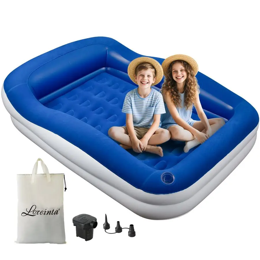 

Toddler Travel Bed Portable Toddler Bed with Safety Bumpers, Toddler Floor Bed for Travel, Camping, Sleepovers Kids Blow Up Bed
