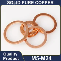 Solid Pure Copper Flat Washer M5 M6 M8 M10 M12 M14 M16 M18 M20 M22 M24 Standard Seal O Ring Motorcycle Sealing Spacers 10-50Pcs