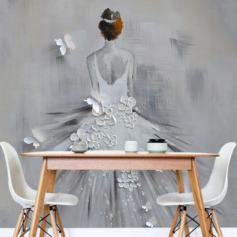 ロマンチックな美容ダンサーの油絵,カスタム壁画,3D個性アート壁紙,リビングルーム,入り口,廊下,レストラン