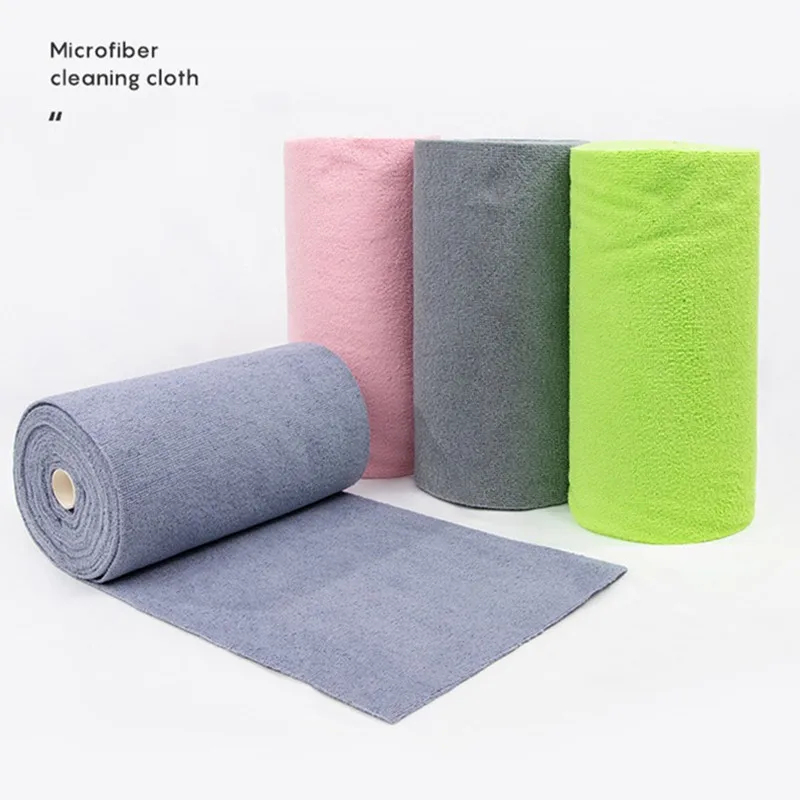 

20Pcs/Roll 25x25cm Reusable Microfiber Solid Color Kitchen Towel Roll Cleaning Cloths Non Greasy Dishwashing Scouring Pads