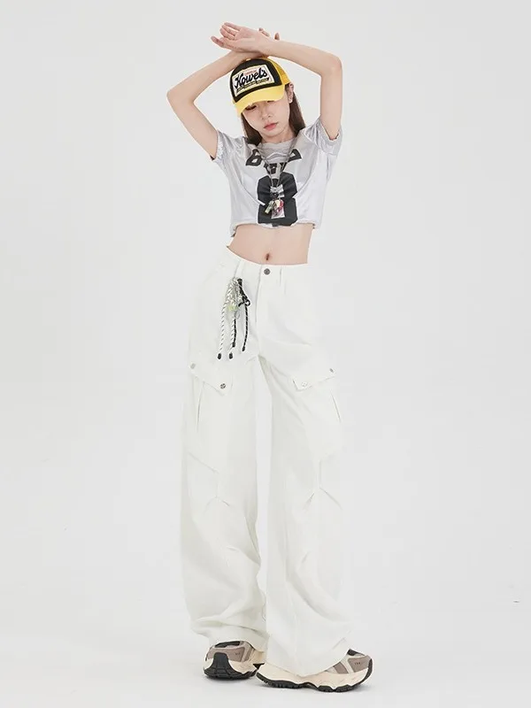 

American High Street Color Summer Straight Leg Casual Pants ex Workwear Wide Leg Long Faion Versatile