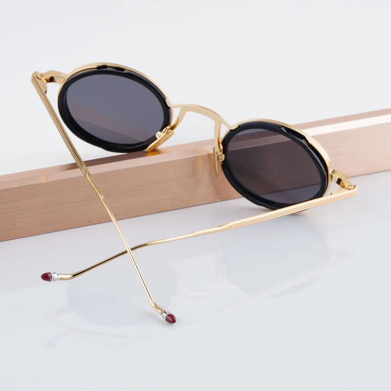 

VARDA Handmade Oval Sunglasses for Men Women Alloy Quality Classical Retro UV400 Glasses with Case Original Fashion Luxury High