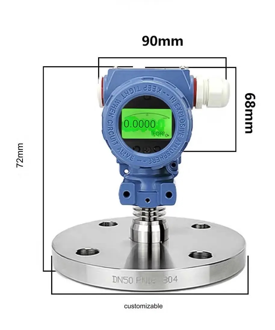 Flange única pressão diferencial Sensor, transmissor, diafragma, DN50DN80