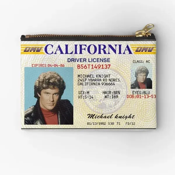 Michael Knight Driver License Knight R  Zipper Pouches Cosmetic Bag Storage Pocket Wallet Key Women Panties Coin Pure Money