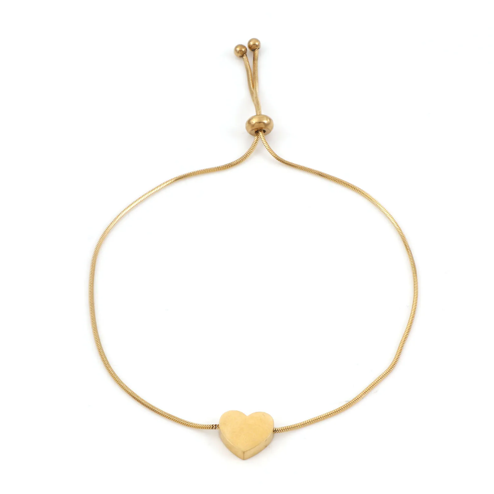 Sweet Heart Bracelets Valentine's Day Stainless Steel Snake Chain Adjustable Slider Gold Color Women Party New Bracelets Jewelry