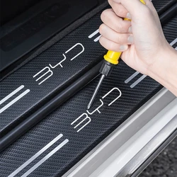Carbon Fiber Car Door Sill Protector Strips Rubber Scratch Anti Sticker Strip For BYD Tang F3 E6 Atto Yuan Plus Song Max F0 G3