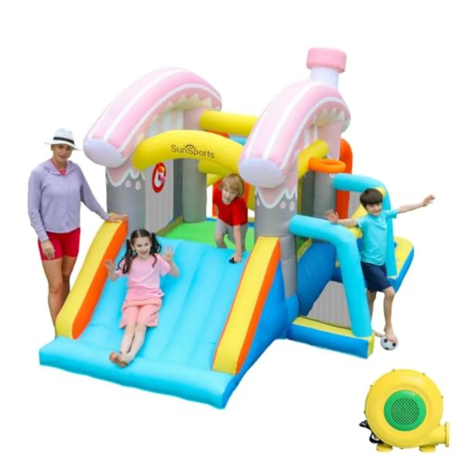 

Inflatable Bounce HouseIndoor Bouncy Castle for Backyard Small Bounce House with Slide Outdoor Jumping House with Ball Pit