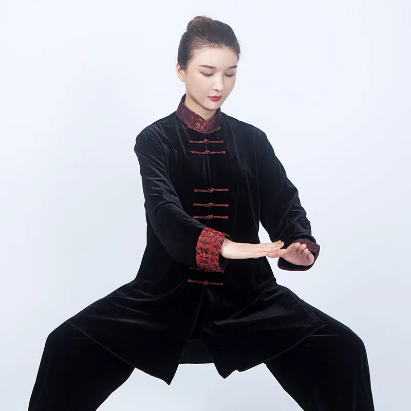 

Chinese Martial Arts Performance Tai Uniform Gong fu Wushu Suit Taiji Clothing Women's New High-End Velvet Exercise Men's