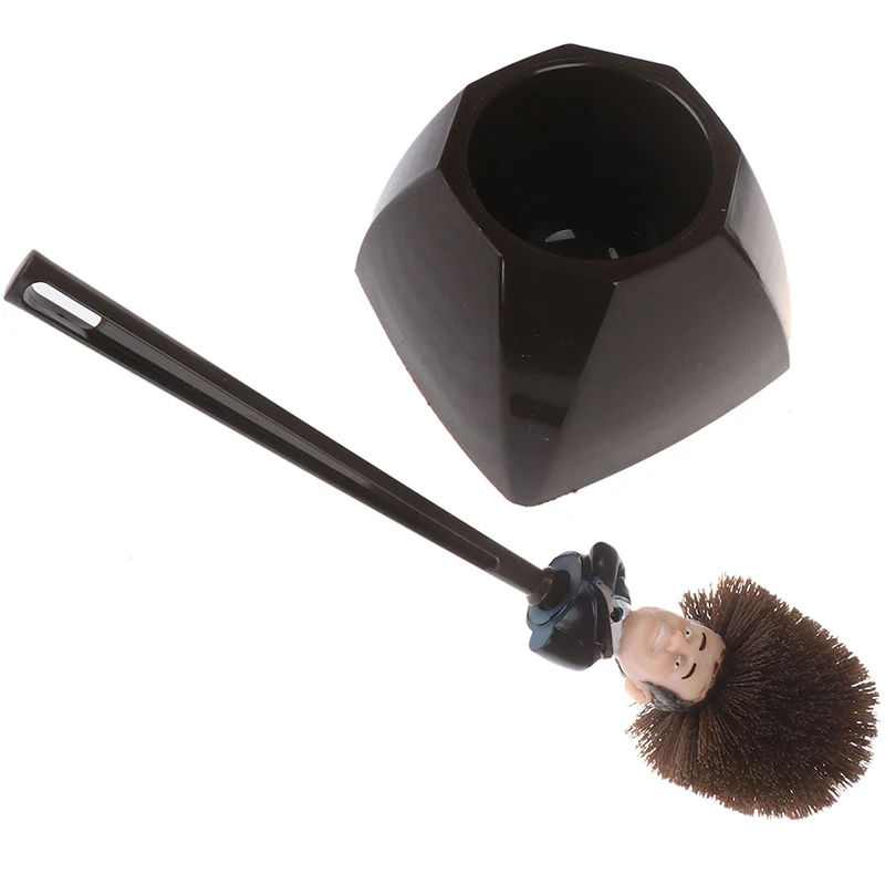 1 Set Funny President Doll Macron Toilet Brush With Base Household Brosse WC Bathroom Creative Humanoid Closestool Brush Cleaner