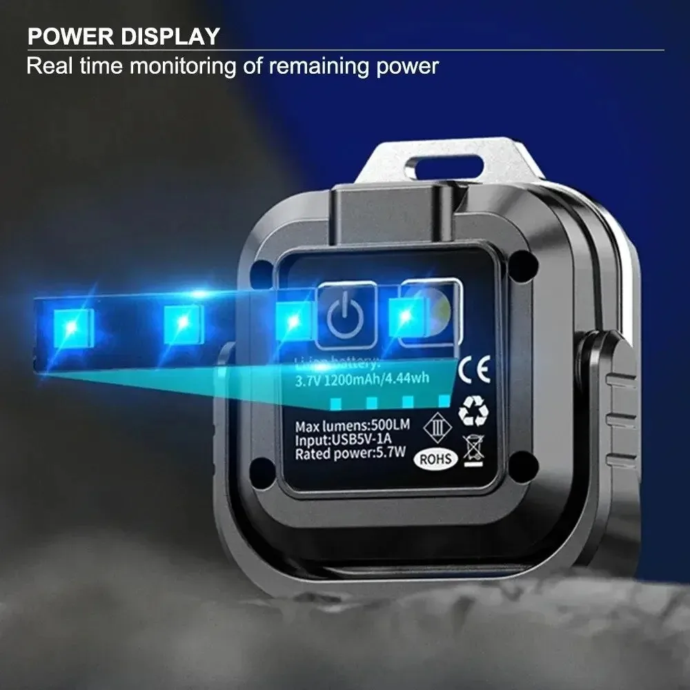 60mm Mini LED Working Light LED Beads 500LM IP44 Waterproof COB Flashlight Type-C Rechargeable Charging Outdoor Camping Torch