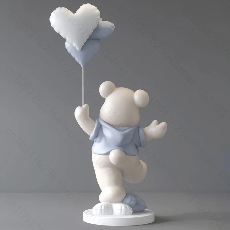 Luxury Resin Standing Ornaments Cartoon Bear Figurine Large Floor Sculpture for Living Room Entryway Home Décor Floor Statue
