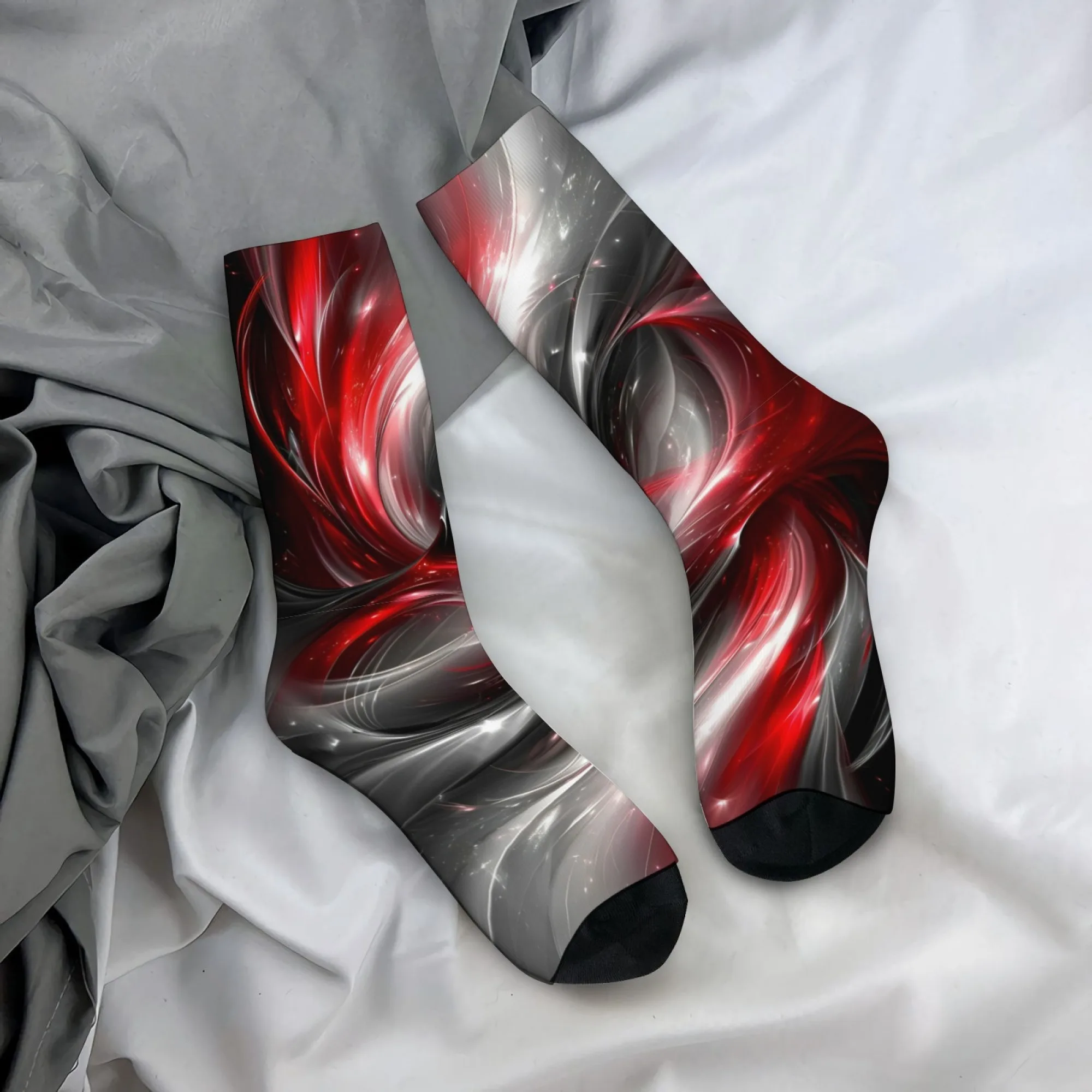 Swirling Light Socks Comfortable Skin-Friendly Breathable Men's Socks Sports Fitness Hiking Punk Style Casual Wear Novelty Socks