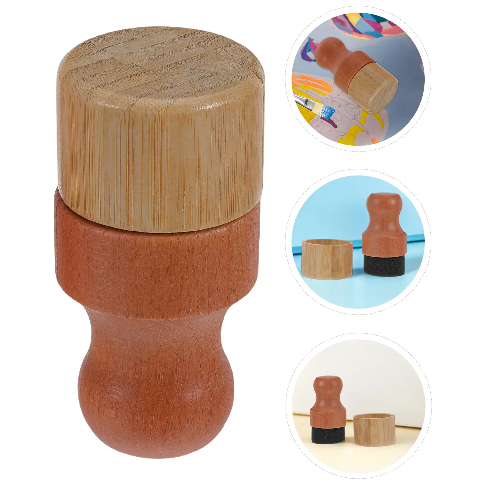 2Set Bamboo Handle Sponge Applicators Sponges for Watercolor Craft Car Seat Sofa Chair Repair Sponge Applicator Brush
