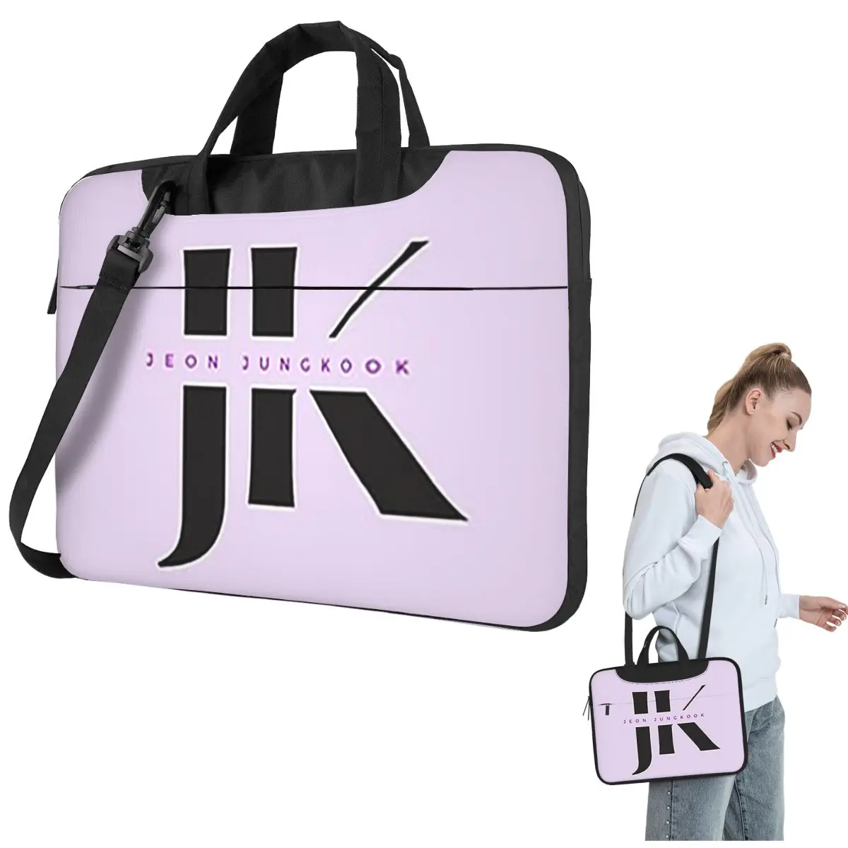 Jeon Jungkook Logo Laptop Bag Shockproof Case Computer Bag 13 14 15.6 Inch Crossbody Notebook Pouch For Macbook Pro Air