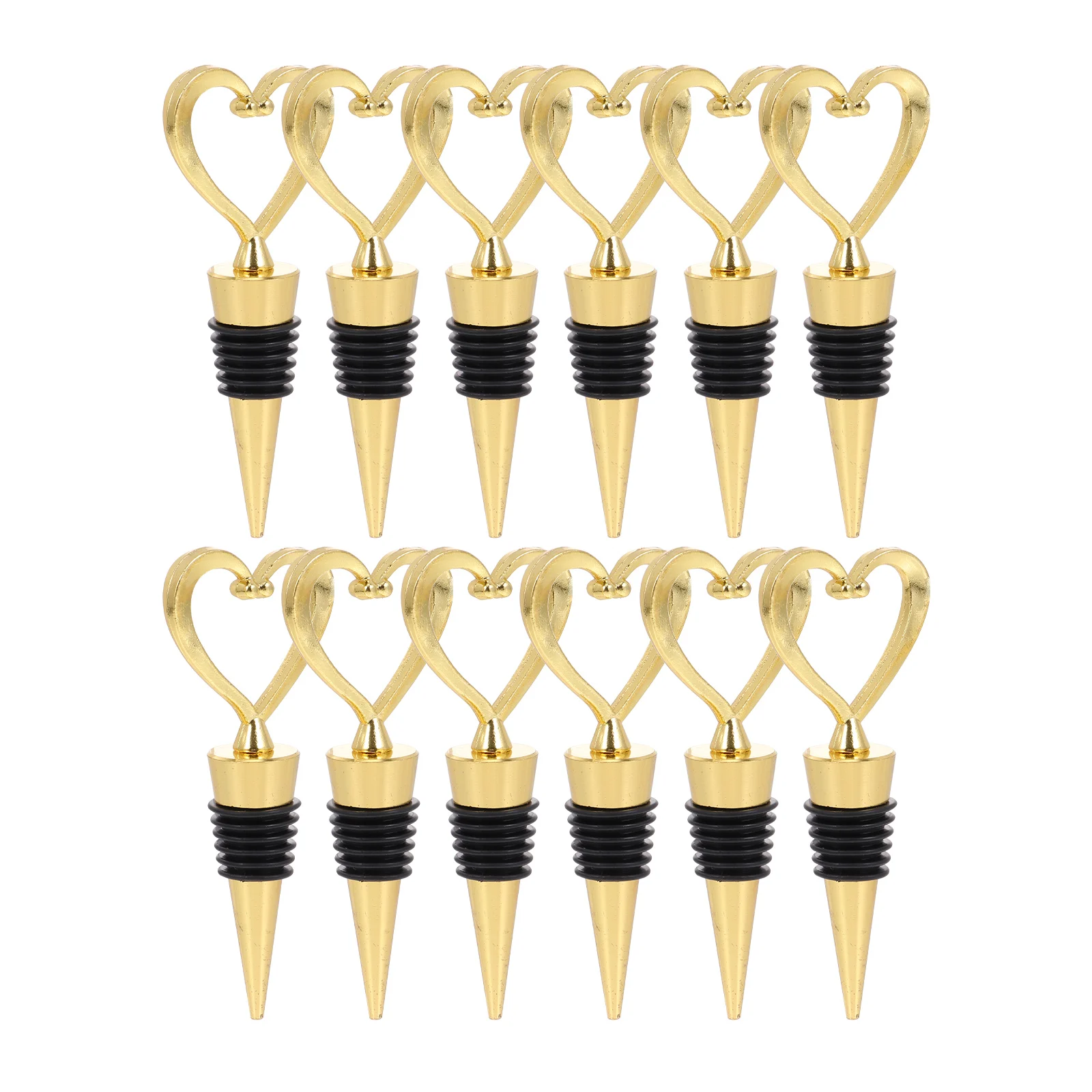 

12 Pcs Heart Shaped Corks Alloy Bottle Stoppers Decorative Sealer For Red Beer Kitchen Bar Accessories