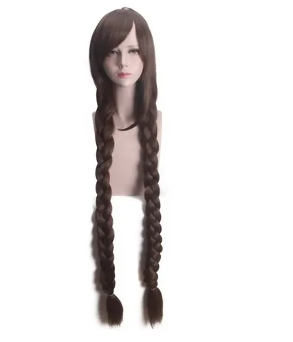 120cm Brown Long Straight Braid Styled Synthetic Hair Heat Resistance Cosplay Full Wigs