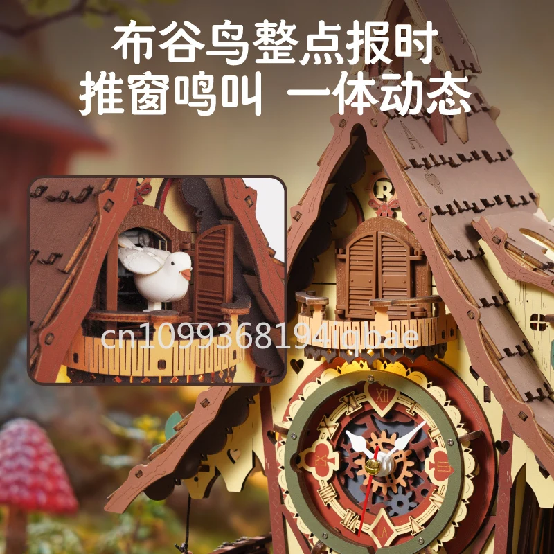 Cuckoo hot clock gift DIY handmade creative wooden assembly ornament model