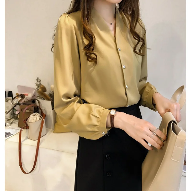 PLAZSON Button Up Women Blouse White Long Sleeve Casual Woman Shirt Fashion 2024 New Lady Tops Black Loose Shirts Blusas