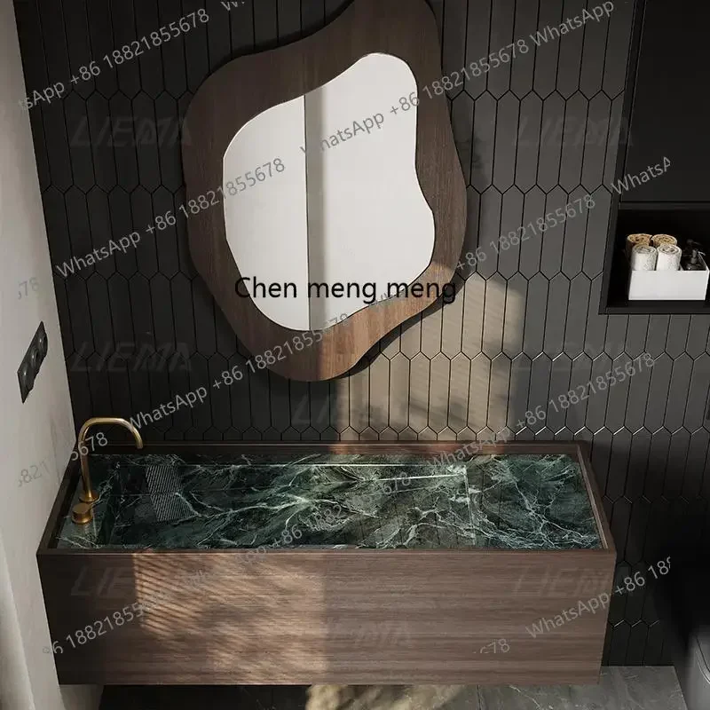 C88 Rock slab bathroom cabinet integrated seamless basin bathroom light luxury high-end washstand single and double basin