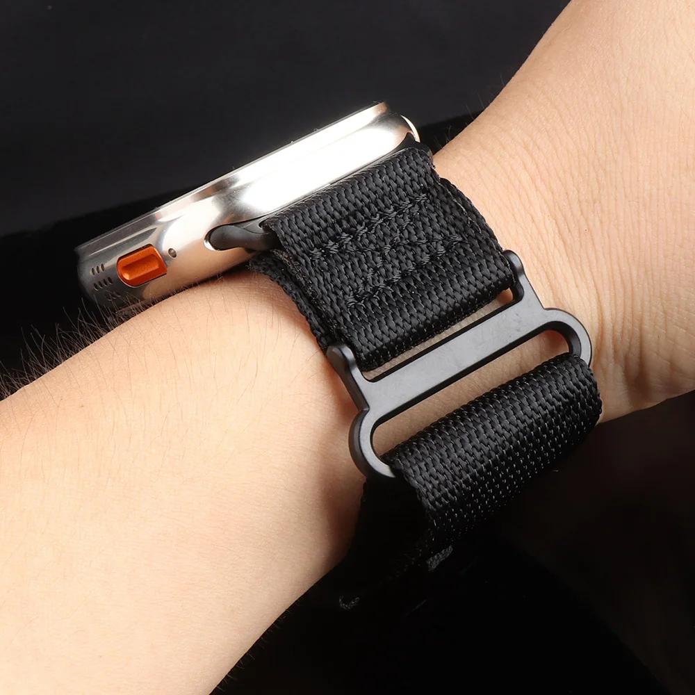 Nylon Loop Men Band for Apple Watch Band Ultra 2 49mm 42mm 44mm 45mm Breathable Wide Strap iWatch Series SE 9 8 7 6 5 4 3