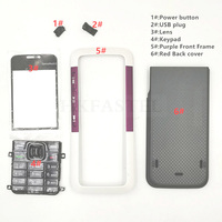 HKFASTEL 5310 2007 Cover For 5310 XpressMusic Phone Front Back Housing Button Plug Case English Keypad Replacement Parts