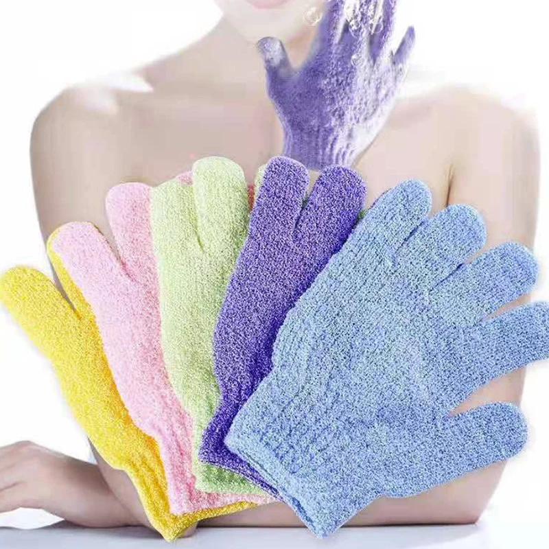 Rubbing Gloves Powerful Rubbing Back Scrub Five-finger Gloves Bath Towel Rubbing Bath Exfoliating Bath Gloves.