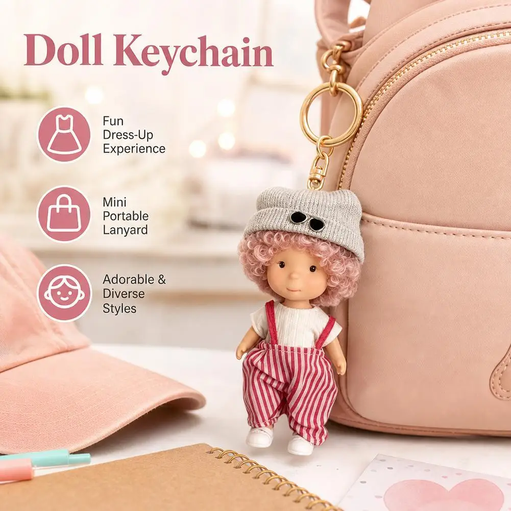 Mini Doll Key Creative Cartoon Figure Key Chain Portable Bag Decoration Accessory Cute Pendant Gift For Kids